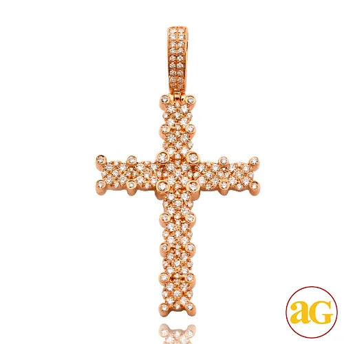 Retro - Inspired Art Deco - Patterned Pendant in Silver for Vintage Lovers14KR 1.50CTW DIAMOND CLUSTER PRONG CROSS PENDANT Retro - Inspired Art Deco - Patterned Pendant in Silver for Vintage Lovers14KR 1.50CTW DIAMOND CLUSTER PRONG CROSS PENDANT