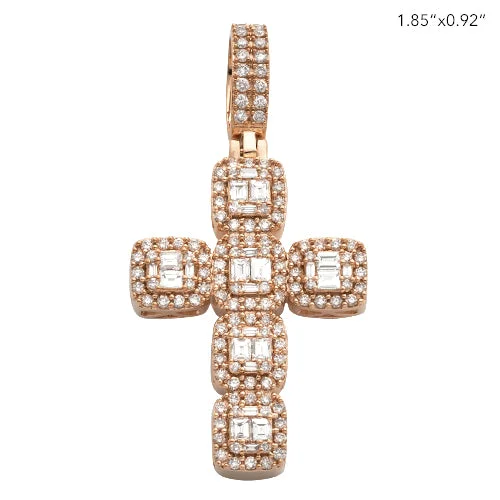 Rhinestone - Encrusted Crown Pendant for Little Girls' Dress - Up14KR 1.80CTW BAGUETTE DIAMOND CROSS PENDANT Rhinestone - Encrusted Crown Pendant for Little Girls' Dress - Up14KR 1.80CTW BAGUETTE DIAMOND CROSS PENDANT