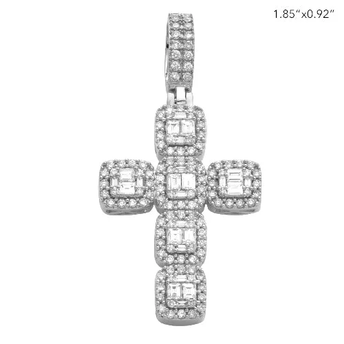 Double - Heart Pendant with Interlocking Design for Couples14KW 1.80CTW BAGUETTE DIAMOND CROSS PENDANT Double - Heart Pendant with Interlocking Design for Couples14KW 1.80CTW BAGUETTE DIAMOND CROSS PENDANT