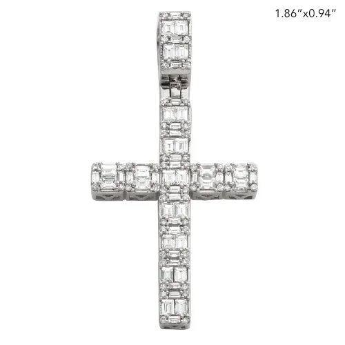 Adjustable - Chain Cubic Zirconia Solitaire Pendant for a Sparkling Gift14KW 1.85CTW BAGUETTE DIAMOND CROSS PENDANT Adjustable - Chain Cubic Zirconia Solitaire Pendant for a Sparkling Gift14KW 1.85CTW BAGUETTE DIAMOND CROSS PENDANT