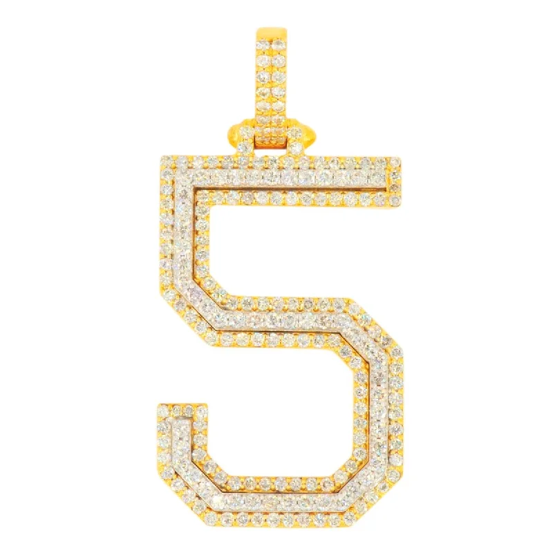 Magnetic - Locking Pendant with Hidden Compartment for Secret Messages10K Yellow Gold Si Diamond Number 5 Pendant Magnetic - Locking Pendant with Hidden Compartment for Secret Messages10K Yellow Gold Si Diamond Number 5 Pendant