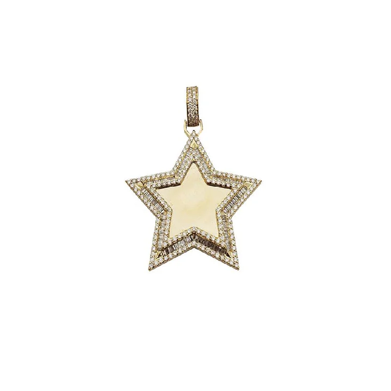 Double - Sided Pendant Necklace with a Photo Insert for Memory - KeepersDiamond Double Star Pendant (10K) Double - Sided Pendant Necklace with a Photo Insert for Memory - KeepersDiamond Double Star Pendant (10K)