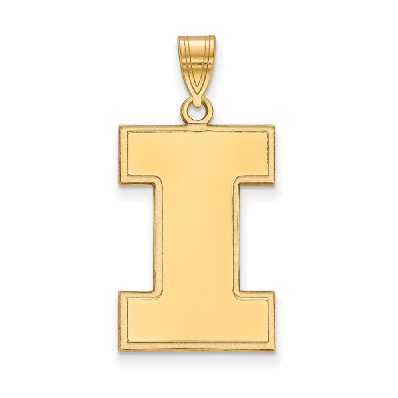 Statement - Making Large - Gemstone - Studded Geometric Pendant Necklace for Evening Parties10k Yellow Gold U. of Illinois XL Initial I Pendant Statement - Making Large - Gemstone - Studded Geometric Pendant Necklace for Evening Parties10k Yellow Gold U. of Illinois XL Initial I Pendant