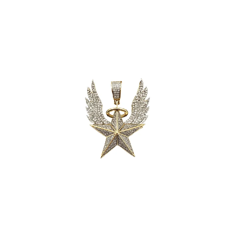Magnetic - Closure Pendant Necklace with a Hidden Compartment for Secret KeepersDiamond Angelic Star Pendant (10K) Magnetic - Closure Pendant Necklace with a Hidden Compartment for Secret KeepersDiamond Angelic Star Pendant (10K)