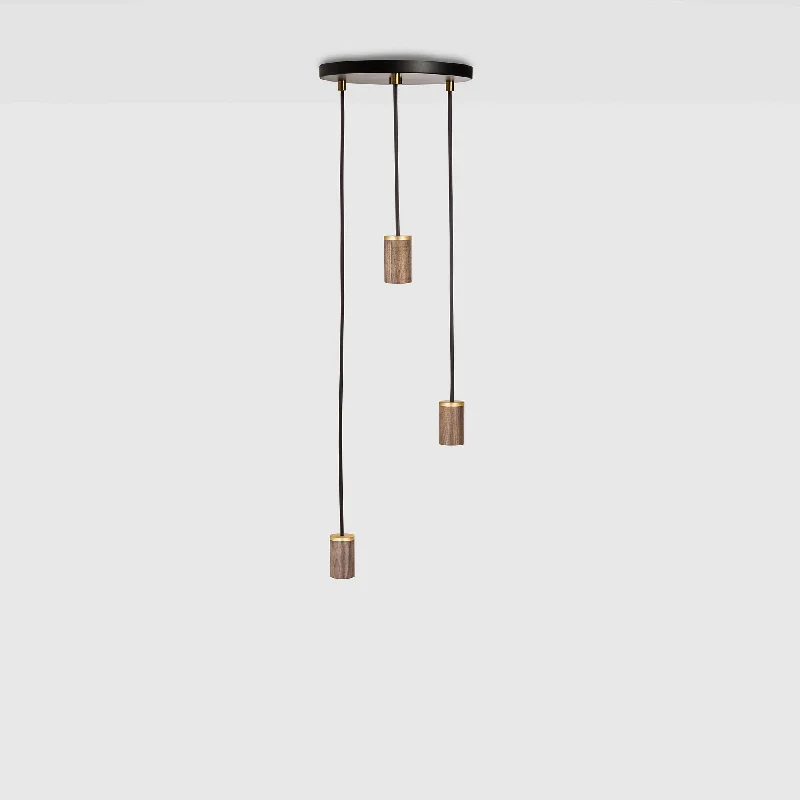 Glow - in - the - Dark Starry Sky Pendant for Nighttime AdventuresTriple Pendant in Walnut - Black Canopy Glow - in - the - Dark Starry Sky Pendant for Nighttime AdventuresTriple Pendant in Walnut - Black Canopy