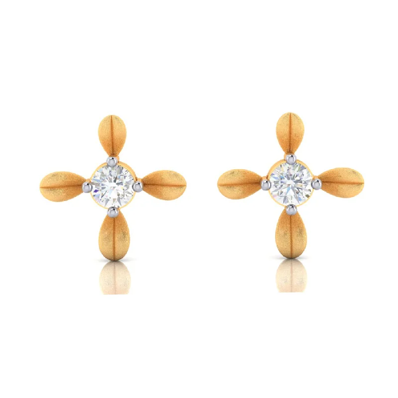 Glow - in - the - Dark Star Stud Earrings for a Mysterious and Night - Time - Friendly Accessory18k 4 Petal Floral Designed Gold Earrings With Diamond Glow - in - the - Dark Star Stud Earrings for a Mysterious and Night - Time - Friendly Accessory18k 4 Petal Floral Designed Gold Earrings With Diamond
