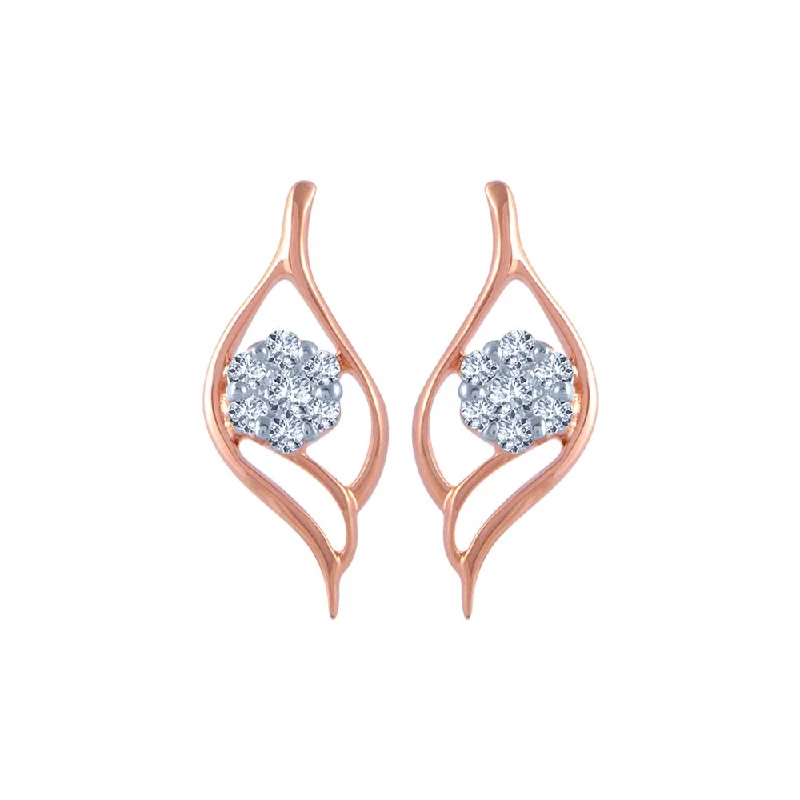 Cubic Zirconia - Encrusted Flower Stud Earrings in Pink for a Girly and Glamorous Accessory18k (750) Rose Gold And Diamond Stud Earrings For Women Cubic Zirconia - Encrusted Flower Stud Earrings in Pink for a Girly and Glamorous Accessory18k (750) Rose Gold And Diamond Stud Earrings For Women