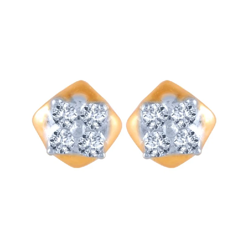Rhinestone - Embellished Crown - Shaped Stud Earrings for a Princess - Inspired Look18k (750) Yellow Gold And Diamond Stud Earrings For Women Rhinestone - Embellished Crown - Shaped Stud Earrings for a Princess - Inspired Look18k (750) Yellow Gold And Diamond Stud Earrings For Women