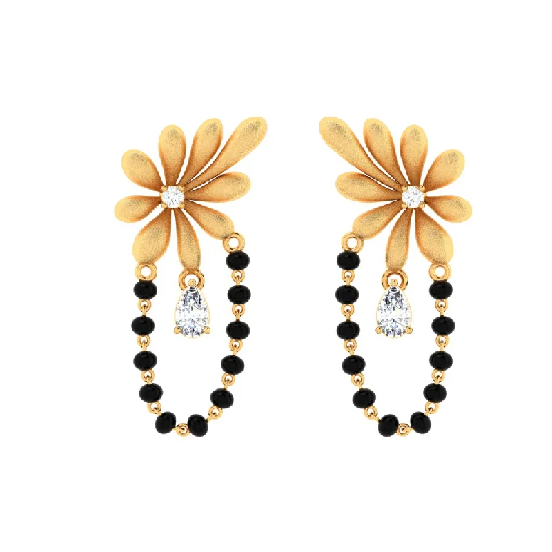 Leather - Inlaid Stud Earrings in Brown for a Rustic and Unique Design18k Flower Shaped Gold Earrings With Diamonds From Pc Chandra