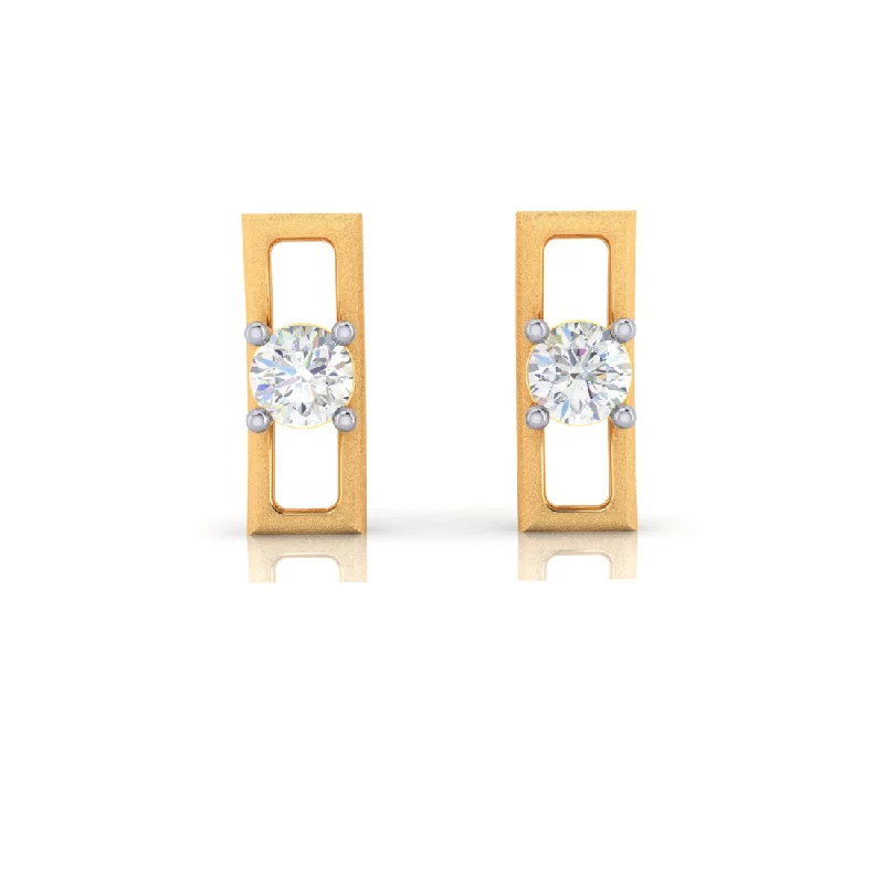 Two - Tone Gold and Silver Plated Clover Stud Earrings for a Lucky and Stylish Symbol18k Rectangular Designed Diamond And Gold Earrings Two - Tone Gold and Silver Plated Clover Stud Earrings for a Lucky and Stylish Symbol18k Rectangular Designed Diamond And Gold Earrings