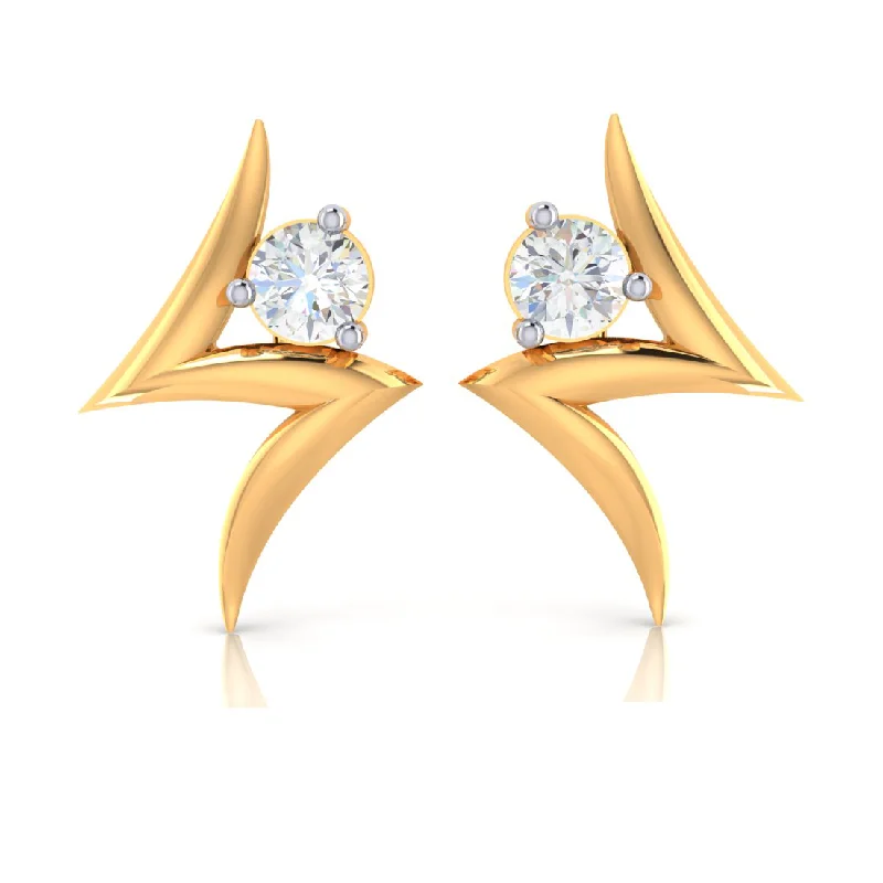 Rhinestone - Embellished Crown - Shaped Stud Earrings for a Princess - Inspired Look18k Z-shape Gold Earrings With Diamonds Rhinestone - Embellished Crown - Shaped Stud Earrings for a Princess - Inspired Look18k Z-shape Gold Earrings With Diamonds