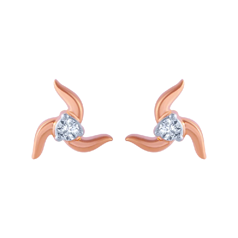 Rhinestone - Embellished Crown - Shaped Stud Earrings for a Princess - Inspired Look18KT (750) Rose Gold And Diamond Stud Earrings For Women Rhinestone - Embellished Crown - Shaped Stud Earrings for a Princess - Inspired Look18KT (750) Rose Gold And Diamond Stud Earrings For Women