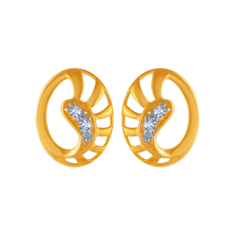 Leather - Inlaid Stud Earrings in Brown for a Rustic and Unique Design18KT (750) Yellow Gold And Diamond Stud Earrings For Women Leather - Inlaid Stud Earrings in Brown for a Rustic and Unique Design18KT (750) Yellow Gold And Diamond Stud Earrings For Women