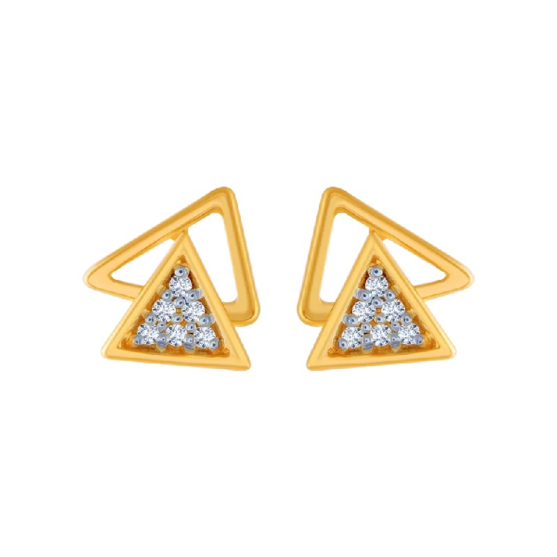 Rhinestone - Embellished Crown - Shaped Stud Earrings for a Princess - Inspired Look18KT (750) Yellow Gold And Diamond Stud Earrings For Women Rhinestone - Embellished Crown - Shaped Stud Earrings for a Princess - Inspired Look18KT (750) Yellow Gold And Diamond Stud Earrings For Women