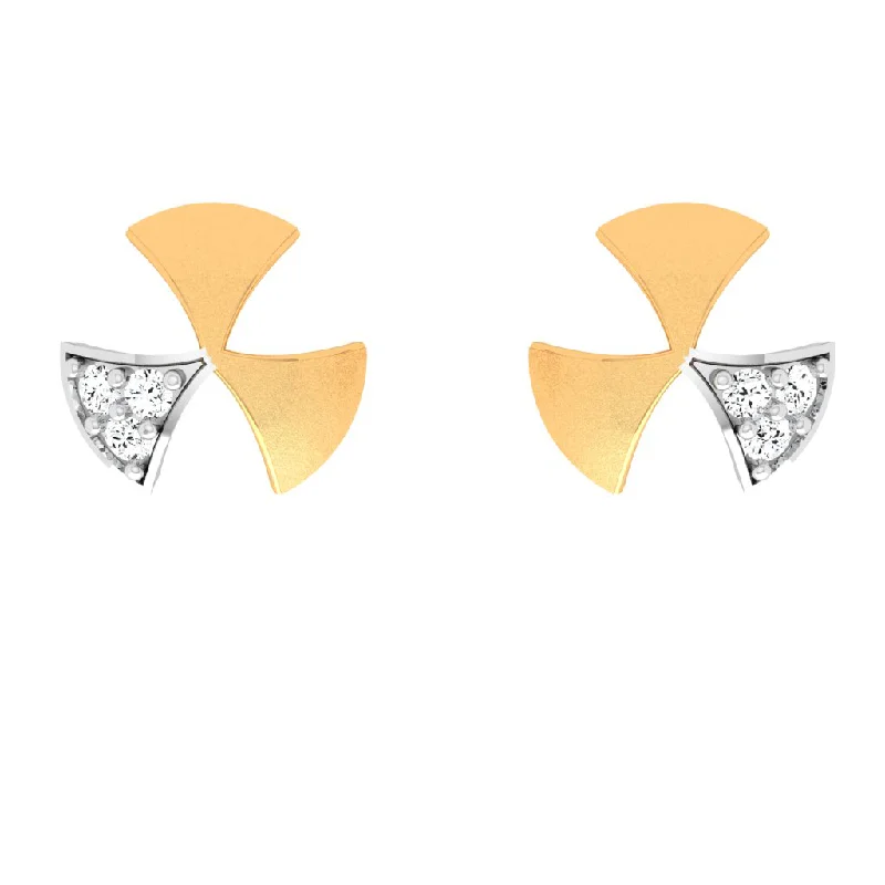 Cubic Zirconia - Encrusted Flower Stud Earrings in Pink for a Girly and Glamorous Accessory18KT Show Stealing Windmill Themed Gold And Diamond Earrings Cubic Zirconia - Encrusted Flower Stud Earrings in Pink for a Girly and Glamorous Accessory18KT Show Stealing Windmill Themed Gold And Diamond Earrings